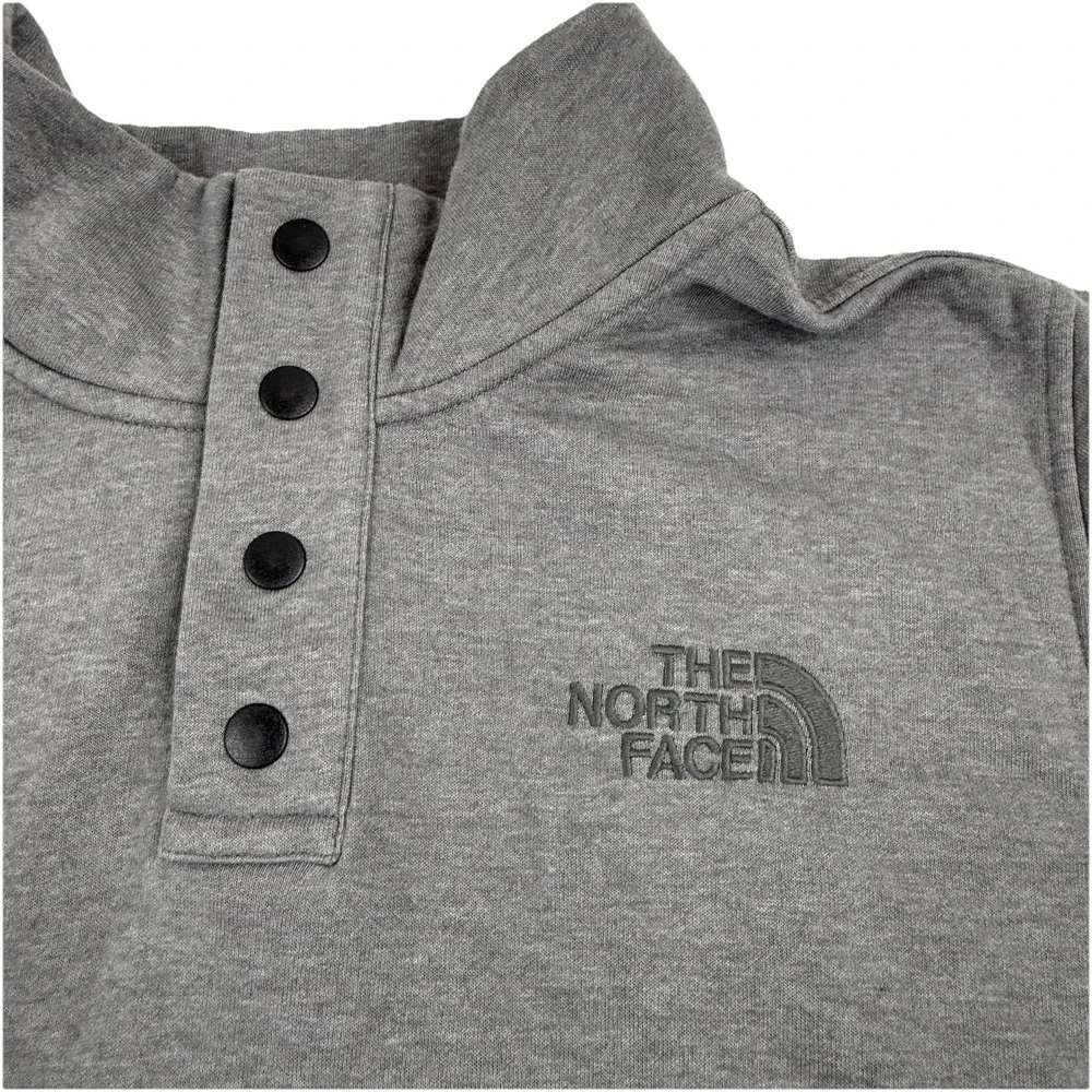 The North Face Mens 1/4 Snap Button Fleece Pullover Heather Gray Size XXL